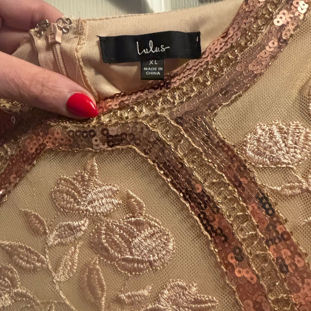 Lulu’s rose gold beaded art deco mini dress - Picture 6 of 7